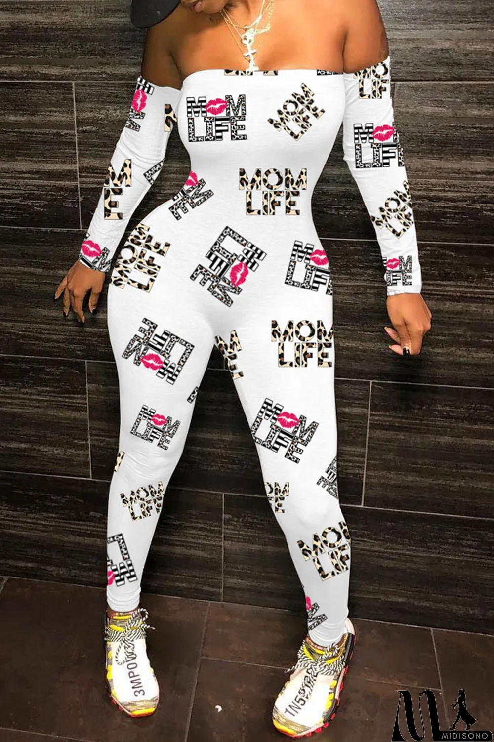 MidiSono - Black Sexy Print Strapless Regular Jumpsuits