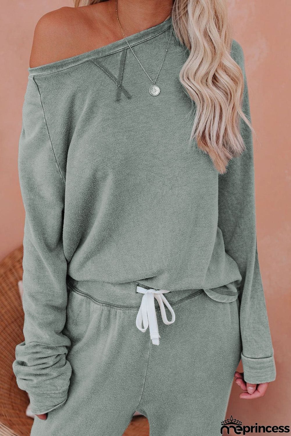 Raglan Sleeve Top And Pants Loungewear Set