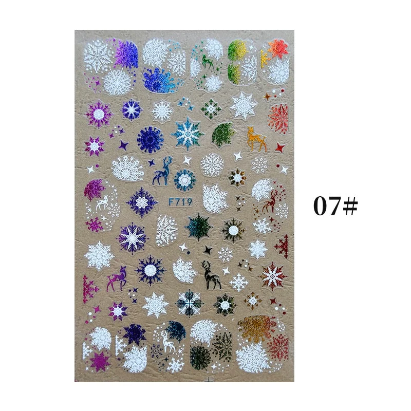2021 NEW Christmas Slider Nail Art Water Decals Decoration Snowflake Nail Art Sticker DIY Manicures Water Transfer Foil Xmas Gif-Nail Inspo