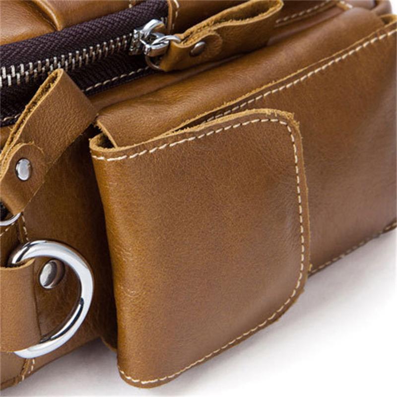 Classic Comfortable Handle Side Pocket Leather Crossbody Bag Handbag For Men