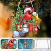 Diamond Painting Acrylic Christmas Cardinal Diamond Painting Hanging Ornaments