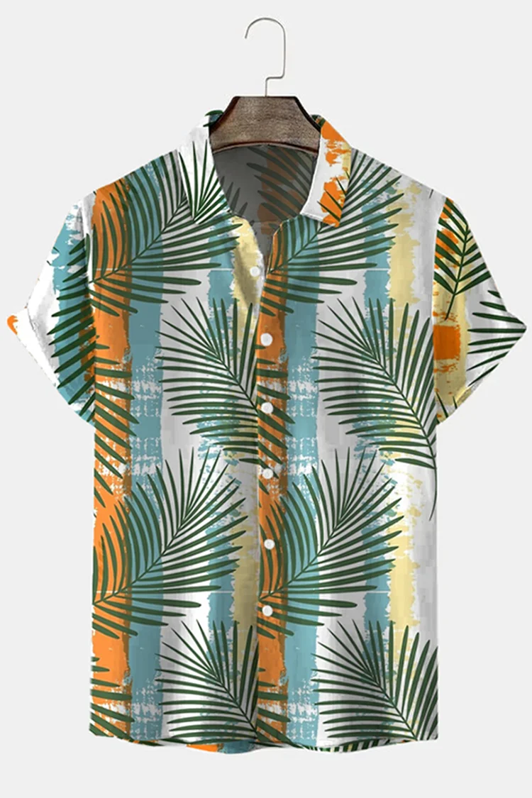 Hawaiian Leaf Print Short Sleeve Shirt