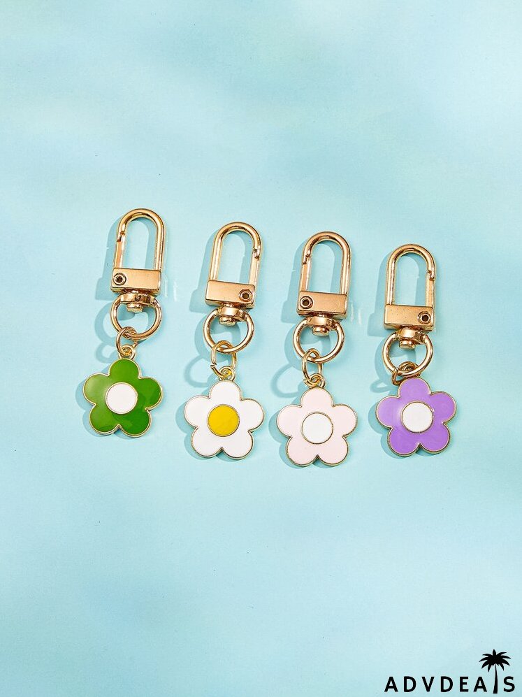 4pcs Flower Pendant Keychain