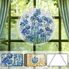 (18.5cm)DIY Acrylic Jigsaw Puzzle Window Hanging with Hanging Chain DIY Stained Glass Decoration Round Window Puzzle Decor for DIY Craft Project (Stained Glass Flower)