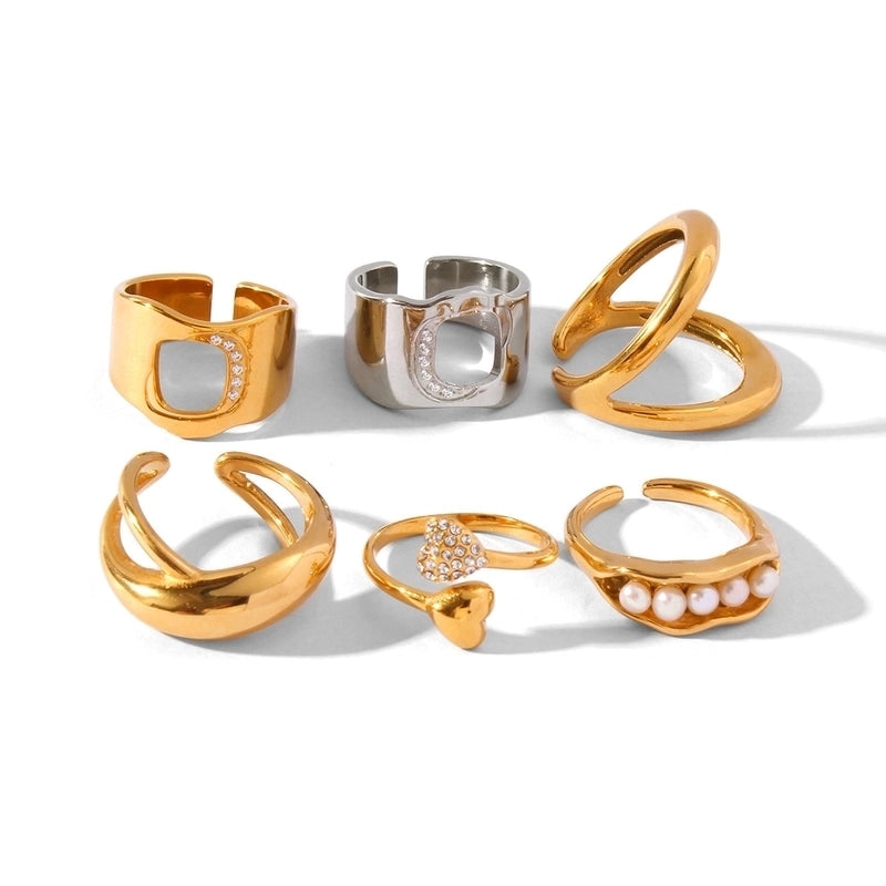 Minimalist Classic Style Solid Color 304 Stainless Steel Plating Rings