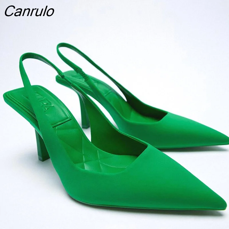 Canrulo Toe High Heels Ladies Shoes Pumps Sandals Women Slip On Slingback Party Dress Stiletto Mule Femme Shoes
