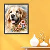 Golden Retriever And Flowers-11CT Stamped Cross Stitch 40*50cm/15.75*19.69in
