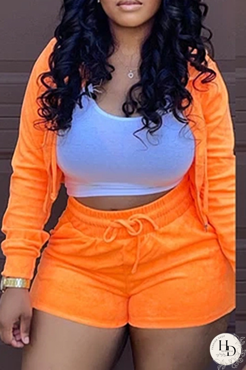 Rose Red Casual Solid Split Joint Hooded Collar Long Sleeve Two Pieces