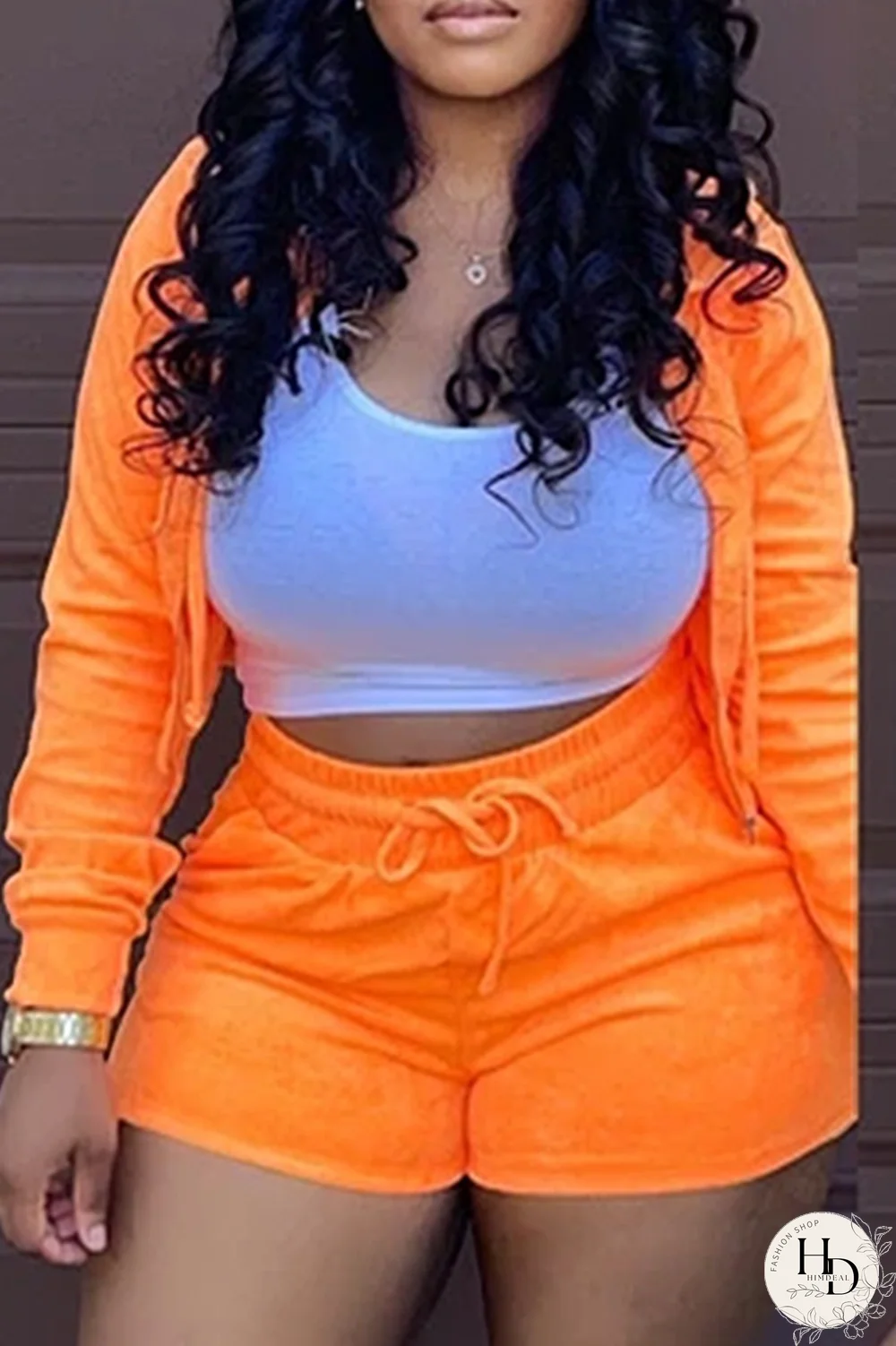 Rose Red Casual Solid Split Joint Hooded Collar Long Sleeve Two Pieces