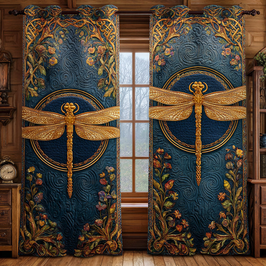 Golden Serenity Printed Quilted  Curtains NCU0TV1081