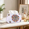 DIY PU Diamond Painting Tissue Box Kit Desktop Tissue Holder with Rhinestone Diamond Desk Decorative Tissue Box for Adults Desktop Storage Organizer (Mandala)