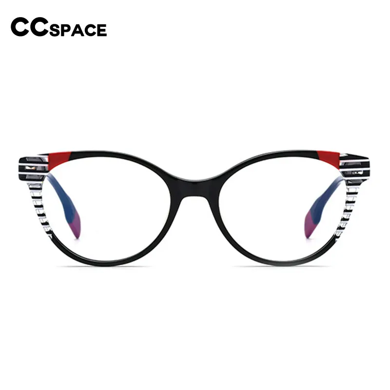 55058 Cat Eye Acetate Frame Vintage Stripe Style Glasses Women Clear ...