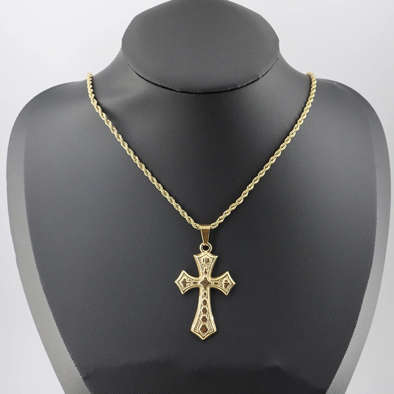 Casual Vintage Style Cross 304 Stainless Steel Printing Unisex Pendant Necklace