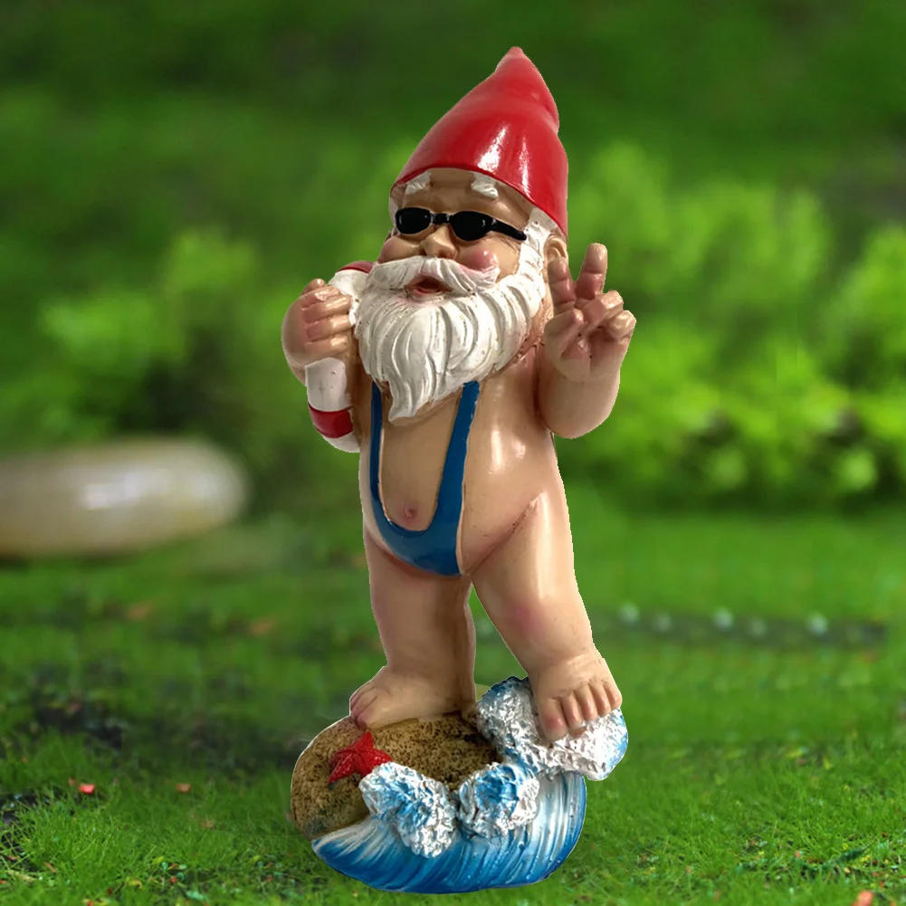 3D Swimming Dwarf Sculpture Garden Gnome Resin Doll Figurines Decoration