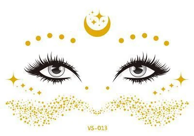 2021 New Gold Face Temporary Tattoo Waterproof Blocked Freckles Makeup Stickers Eye Decal Wholesale