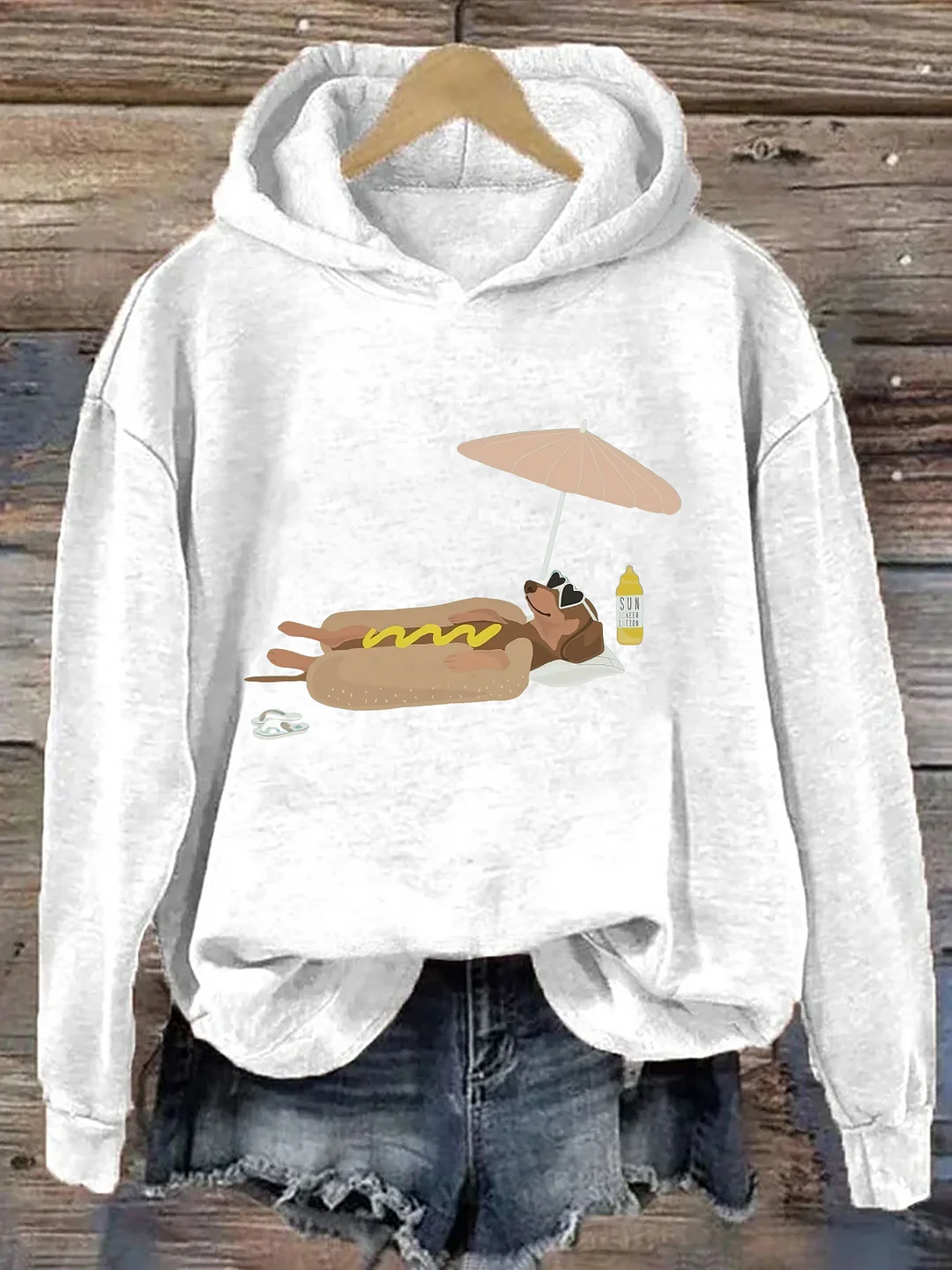 Dog Lounging by Hot Dog  Hoodie