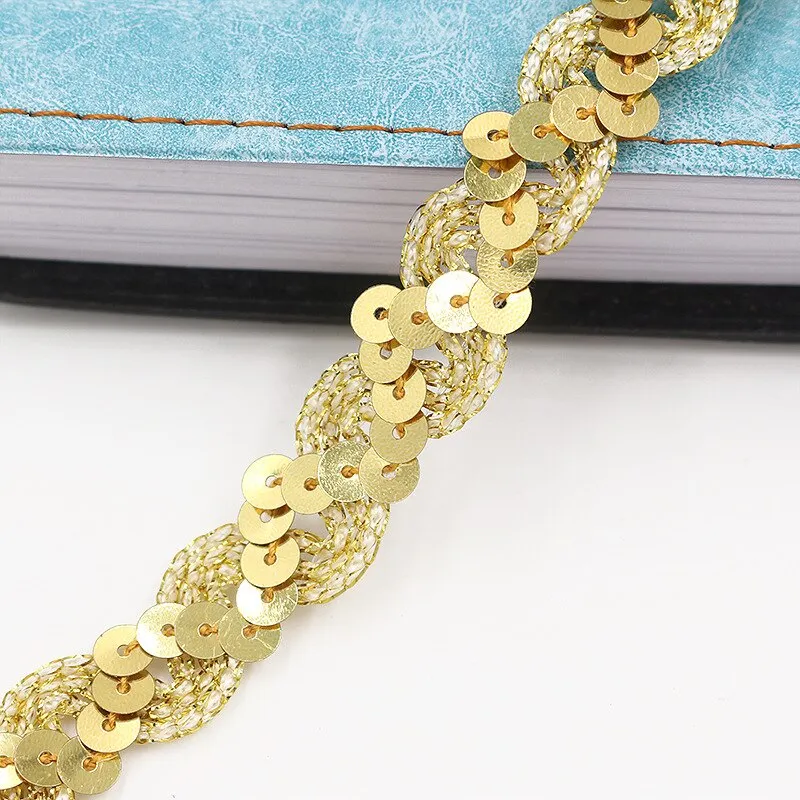5Meters 1.5cm Loose Round Flat Sequins Laser Giltter Paillettes Sequins for Crafts Sewing on Cloth Accessory Sequin Trim