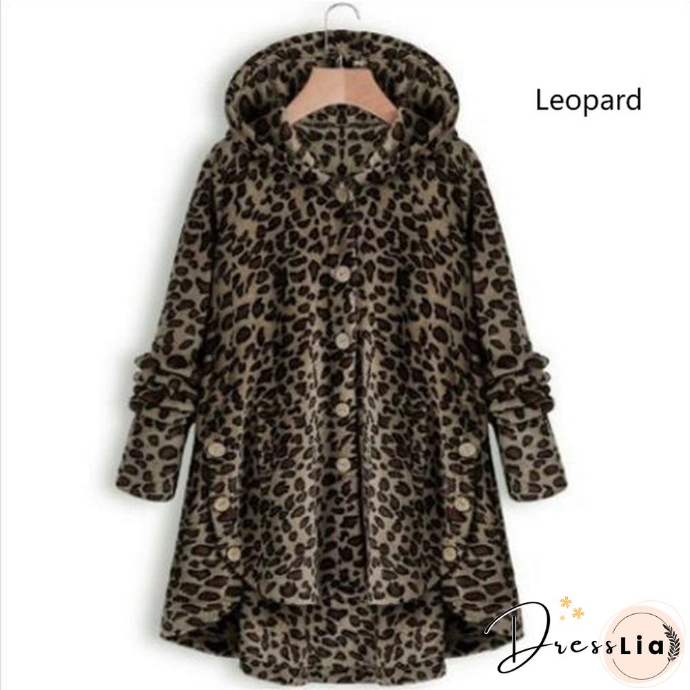 Warm Womens jacket Autumn & Winter Casual Decoration Fleece Hooded Coat Loose Fit Soft