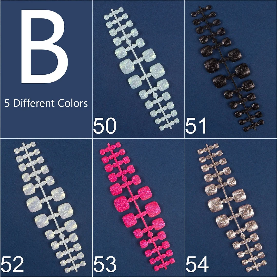 120pcs 5 Row/Pack Glitter False Toenail Tips Fake Toe Nail Art Tip Bling Press on Toe Nails Full Cover Nail For Toes-Nail Inspo