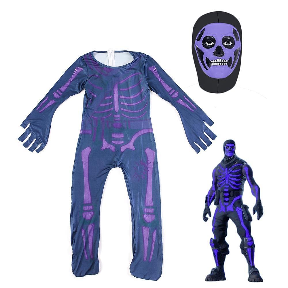 Kids Fortnite Purple Skull Trooper Costume For Halloween