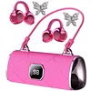 BT Clip-On Wireless Headphones Handbag Style Open-Ear Headphones with LED Digital Display for Women Girl Work Fitness Sport Gift