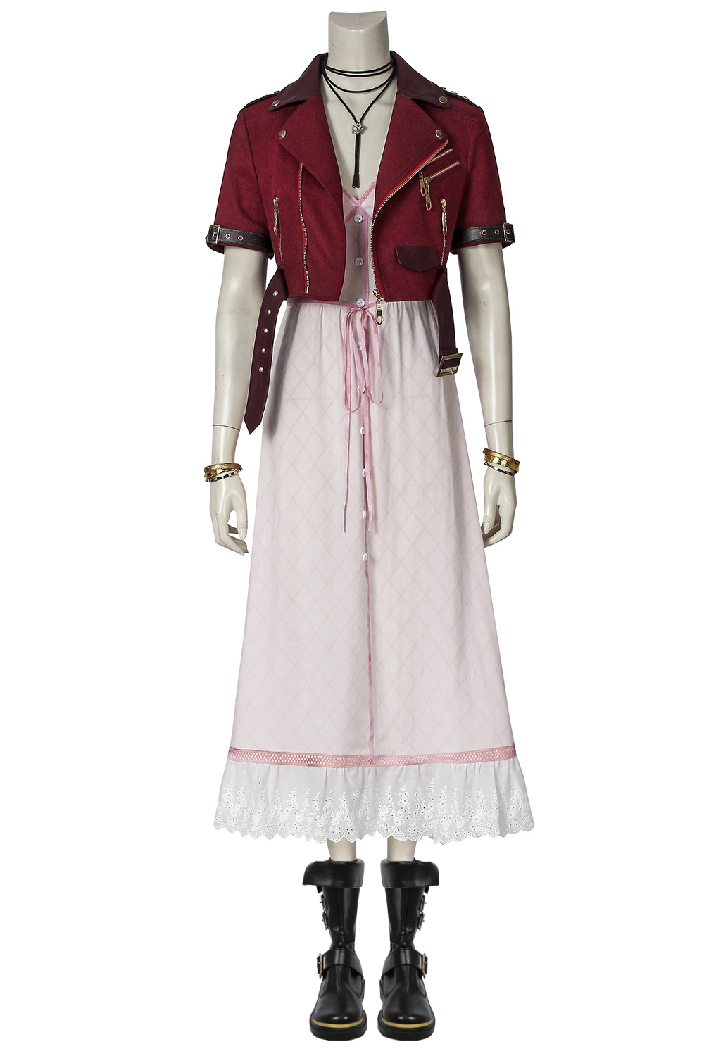 FF Aerith Pink Dress Cosplay Costume