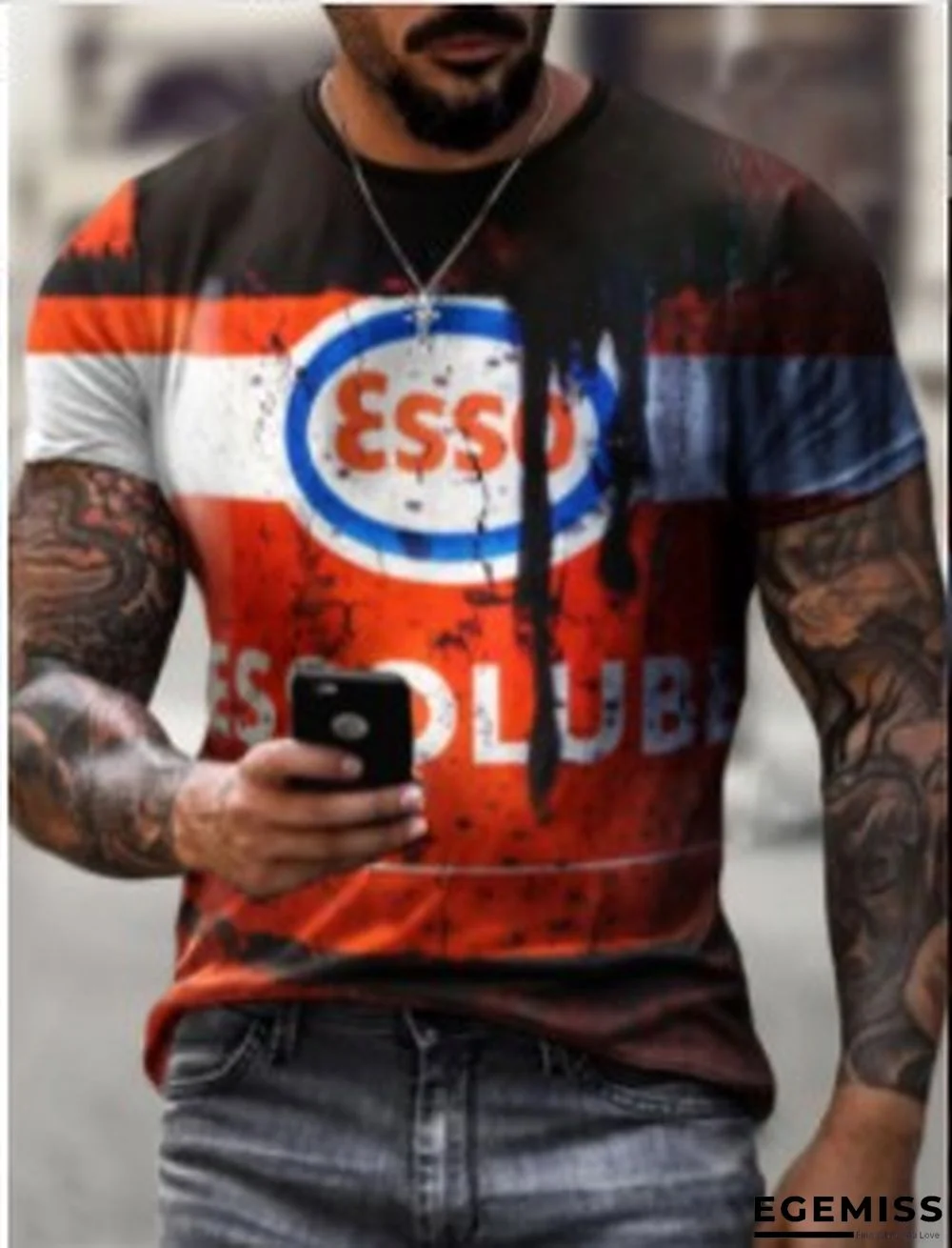 Men's Animation Loose Youth Sports Round Neck Bottomed T-shirt | EGEMISS