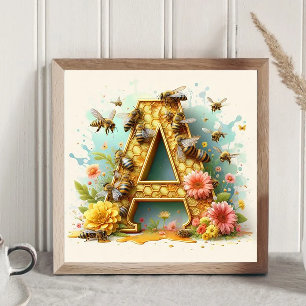 Full Round Diamond Painting 30*30cm - Bee Letter A