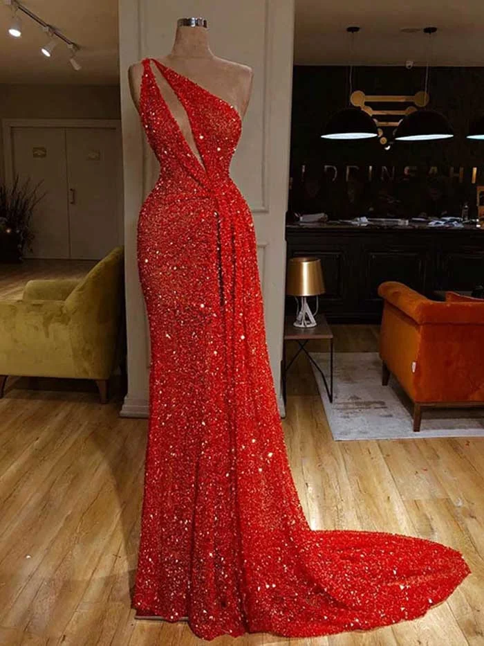 Sexy slanted shoulder gilded slim dress