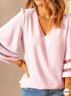 Feifei Floral Chiffon Printed Round Neck Shirt For Women