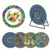 4Pcs Diamond Painting Wooden Animal Placemats with Holder Diamond Art Place Mats