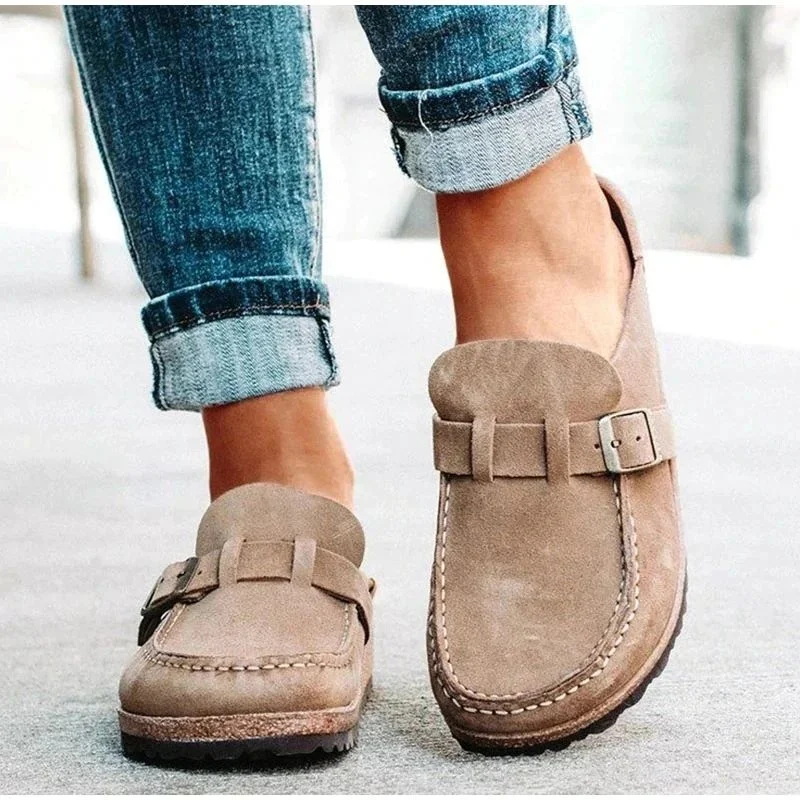 Wedges Shoes for Women Sandals Comfortable Buckle Strap Suede Moccasin Shoes