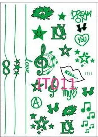 Sdrawing new 1 pc Glow in the Dark Luminous Flash Tattoo Sticker skeleton gold metal Waterproof Tattoo fluorescent noctilucent night