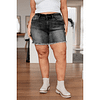 High Rise Frayed Hem Cut Off Dad Shorts
