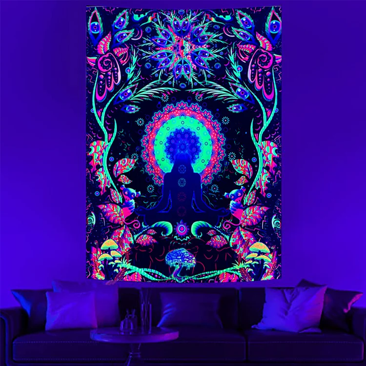 Fluorescent Tapestry Yoga Wall Hanging Luminous Tapestries Bedroom Decor