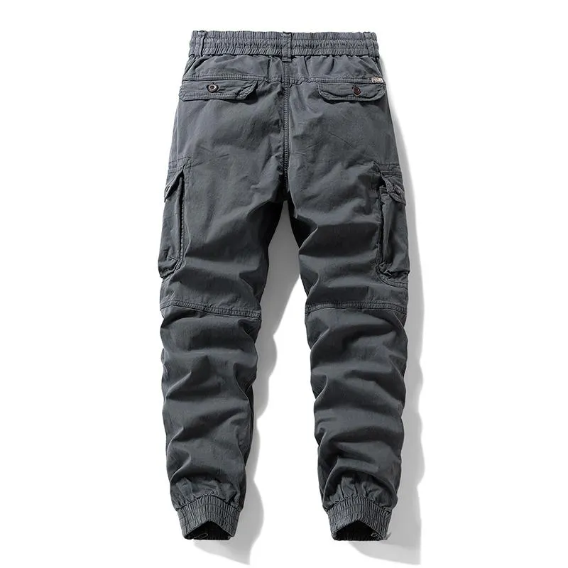 Menswear Fashion Men's Pants - Versatile Functional Cargo Pants for Men, Drawstring Cuffs, Multiple Pockets, Retro Outdoor Casual Style