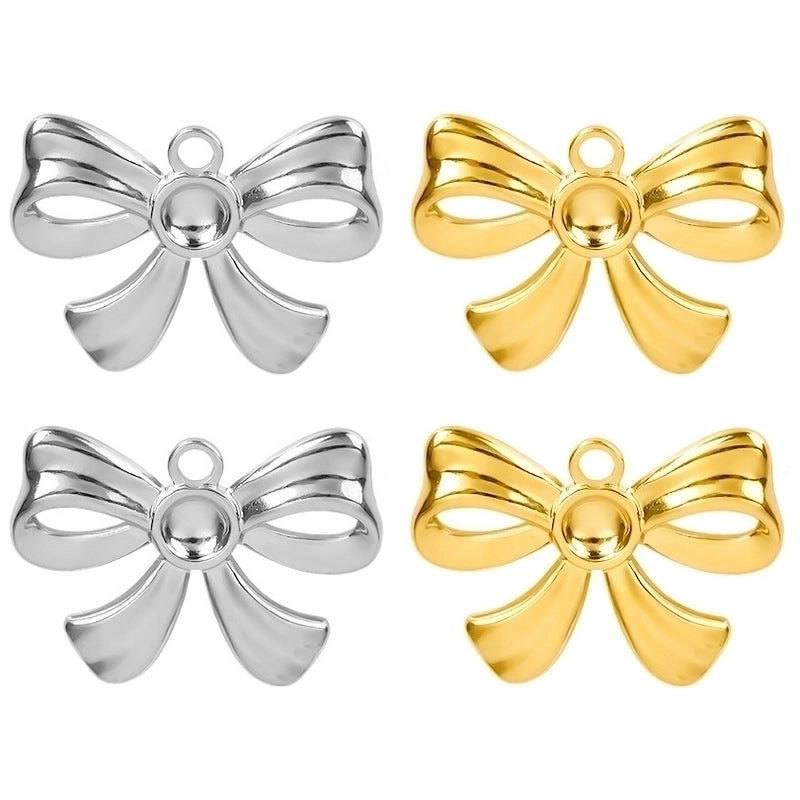 5 Pieces 28*20mm 28*42mm 33*29mm 304 Stainless Steel 18K Gold Plated Bow Knot Polished Pendant