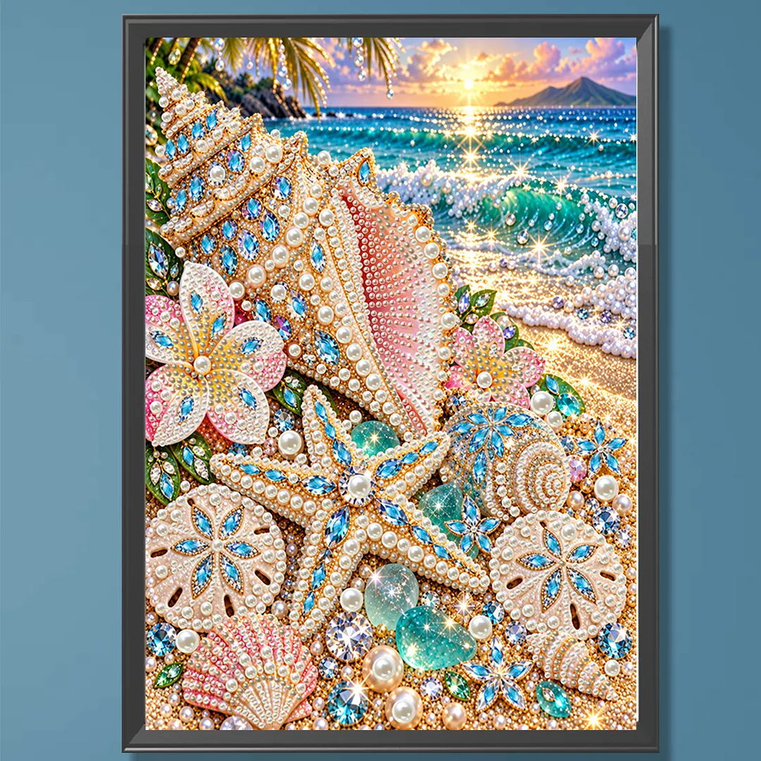 Special Shaped Diamond Painting Kit Ocean Sunset 12x16in