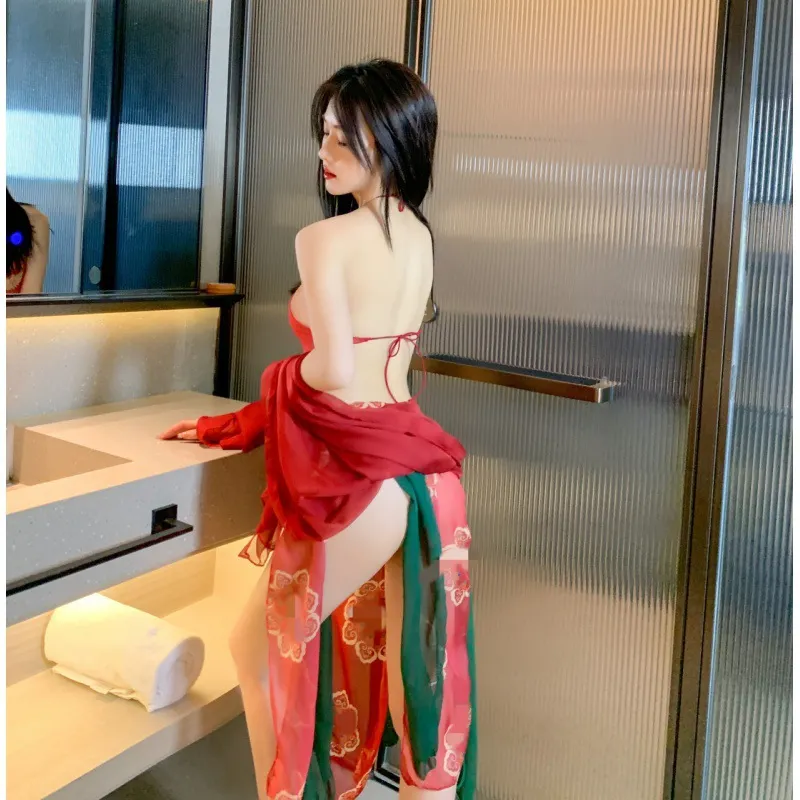 Churchf Sex Lingerie Antique Hanfu Sexy Passion Dunhuang Dance Dress Pure Belly Pocket Classical Suit Antique Fairy