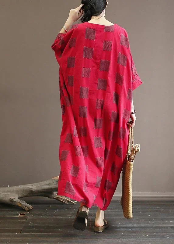 Unique cotton quilting clothes 18th Century Casual Square Batwing Sleeve Loose Dress