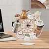 (US Local)5D DIY Special Shape Diamond Painting Desk Ornament Handmade Clock Kit(Tea Time)