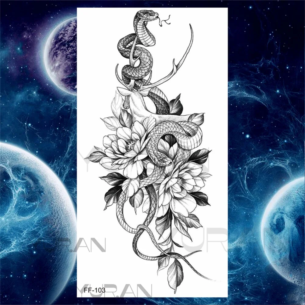 Sdrawing Tiger Temporary Tattoos For Women Men Realistic Wolf Scary Thorns Maori Compass Fake Tattoo Stickers Arm Body Tatoos DIY