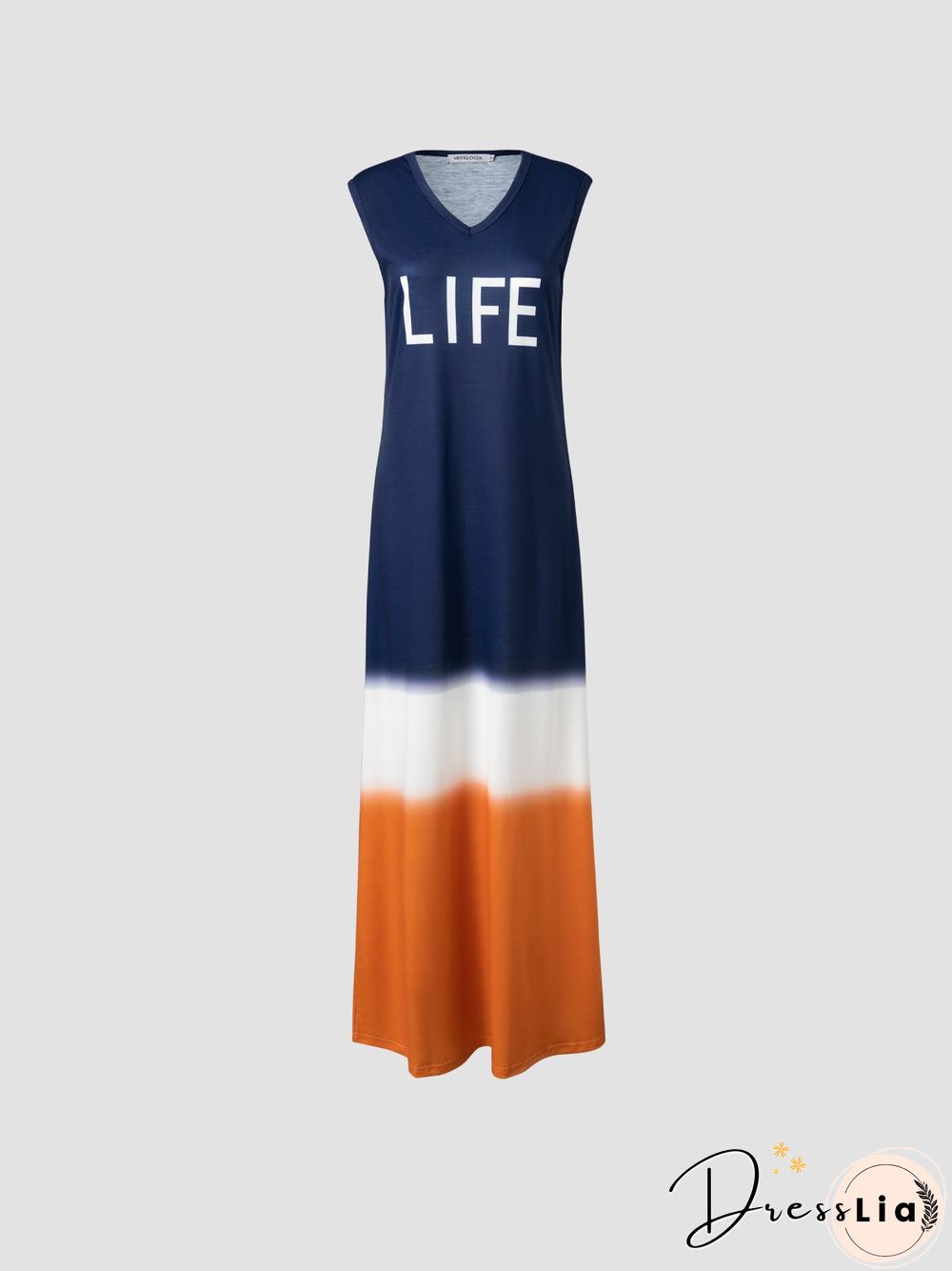 Maxi Knitting Dress Striped Sleeveless Cotton-Blend Knitting Dress For Women