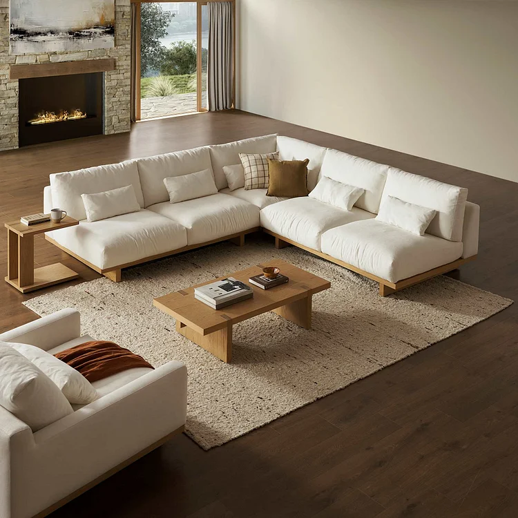 Mori Performance Fabric Armless L-Shape Sectional Sofa