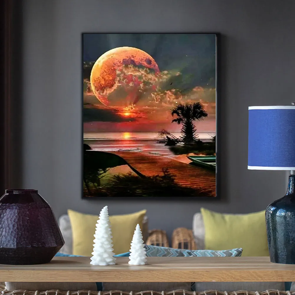 Full Round Diamond Painting 40*50cm - Sunrise At The Seaside