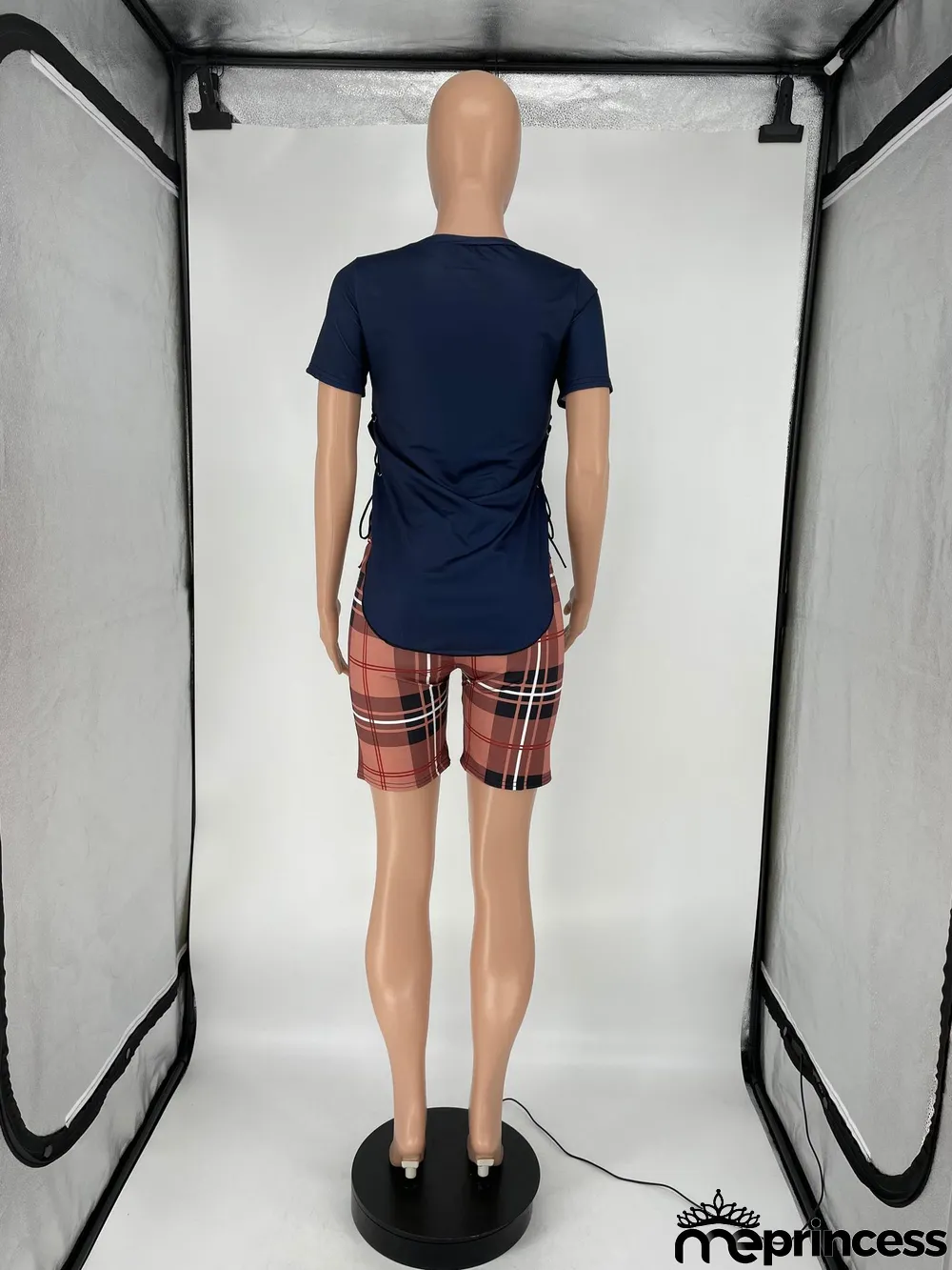 Casual Side Slit Eyelet Strap Print Letters Sports Two-Piece Set