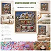 Christmas Winter Cottage Full 11CT 3 Strand Stamped Cross Stitch Kit 45x45cm tapestrymarket