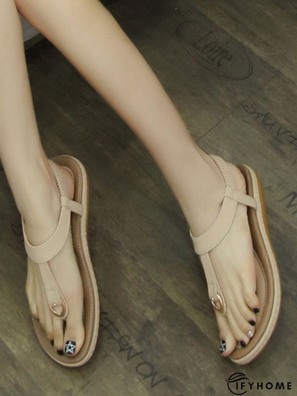 Women's Beach Metal Buckle Trim Flip-On Sandals | IFYHOME