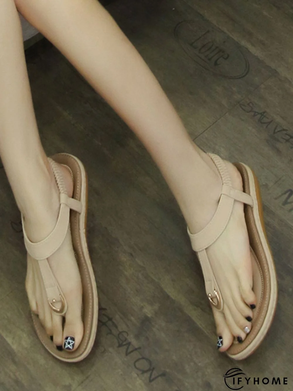 Women's Beach Metal Buckle Trim Flip-On Sandals | IFYHOME