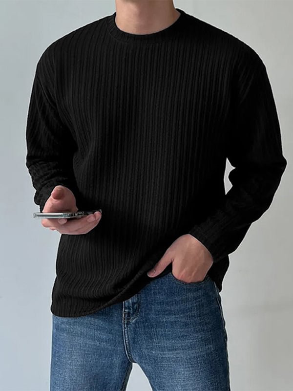 Mens Solid Crew Neck Long Sleeve T-shirt SKUJ96922